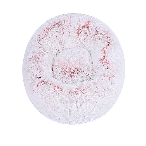 Zoomlie Flauschiges, langes Plüsch-Donut-Hundebett, bequemes Katzenbett, warm, waschbar, rutschfeste Unterseite, Haustiermatte für kleine, mittelgroße und große Haustiere (120 cm, Rosarot-1) von Zoomlie