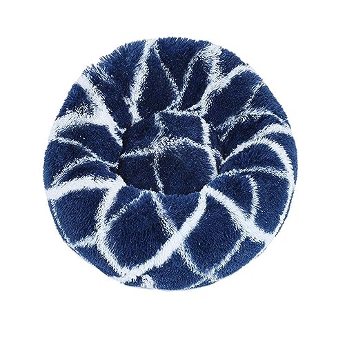 Zoomlie Flauschiges, langes Plüsch-Donut-Hundebett, bequemes Katzenbett, warm, waschbar, rutschfeste Unterseite, Haustiermatte für kleine, mittelgroße und große Haustiere (40 cm, blau-3) von Zoomlie