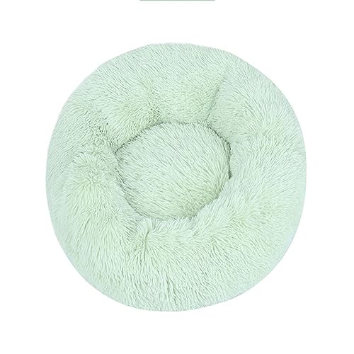 Zoomlie Flauschiges, langes Plüsch-Donut-Hundebett, bequemes Katzenbett, warm, waschbar, rutschfeste Unterseite, Haustiermatte für kleine, mittelgroße und große Haustiere (50 cm, Hellgrün) von Zoomlie