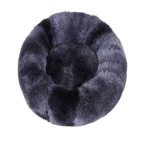 Zoomlie Flauschiges, langes Plüsch-Donut-Hundebett, bequemes Katzenbett, warm, waschbar, rutschfeste Unterseite, Haustiermatte für kleine, mittelgroße und große Haustiere (60 cm, Dunkelgrau-2) von Zoomlie