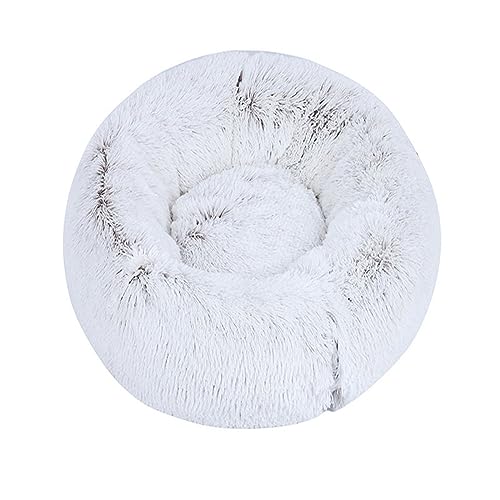 Zoomlie Flauschiges, langes Plüsch-Donut-Hundebett, bequemes Katzenbett, warm, waschbar, rutschfeste Unterseite, Haustiermatte für kleine, mittelgroße und große Haustiere (60 cm, Kaffeebraun) von Zoomlie