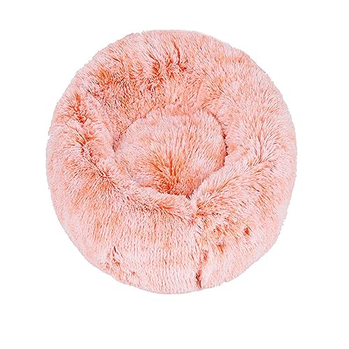 Zoomlie Flauschiges, langes Plüsch-Donut-Hundebett, bequemes Katzenbett, warm, waschbar, rutschfeste Unterseite, Haustiermatte für kleine, mittelgroße und große Haustiere (60 cm, orange-1) von Zoomlie