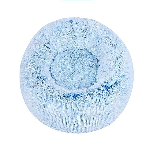 Zoomlie Flauschiges, langes Plüsch-Donut-Hundebett, bequemes Katzenbett, warm, waschbar, rutschfeste Unterseite, Haustiermatte für kleine, mittelgroße und große Haustiere (70 cm, Blau-1) von Zoomlie