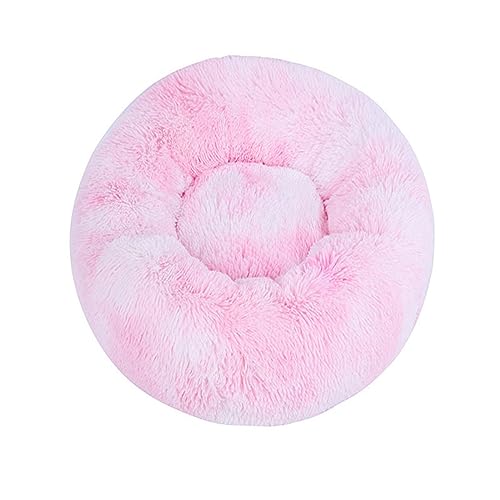 Zoomlie Flauschiges, langes Plüsch-Donut-Hundebett, bequemes Katzenbett, warm, waschbar, rutschfeste Unterseite, Haustiermatte für kleine, mittelgroße und große Haustiere (70 cm, Rosa-2) von Zoomlie