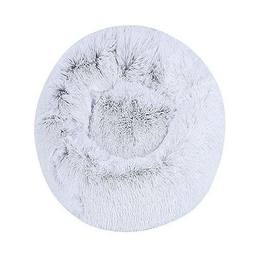 Zoomlie Flauschiges, langes Plüsch-Donut-Hundebett, bequemes Katzenbett, warm, waschbar, rutschfeste Unterseite, Haustiermatte für kleine, mittelgroße und große Haustiere (90 cm, Grau 1) von Zoomlie