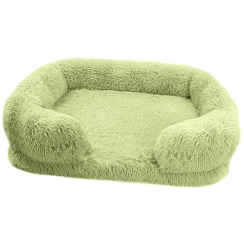 Zoomlie Flauschiges Hundebett, waschbar, für große und mittelgroße und kleine Haustiere, rutschfeste Unterseite, mit abnehmbarem Bezug, Größe M (50 x 40 x 14 cm), Hellgrün von Zoomlie