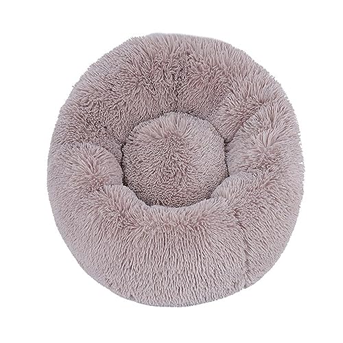 Zoomlie Flauschiges langes Plüsch-Donut-Hundebett, bequemes Katzenbett, warm, waschbar, rutschfeste Unterseite, Haustiermatte für kleine, mittelgroße und große Haustiere (90 cm, cremebraun) von Zoomlie