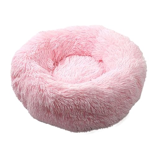 Zoomlie Hundebett, abnehmbar, waschbar, lang, Plüsch, rund, rutschfest, super flauschig, weich, 110 cm, Rosa von Zoomlie