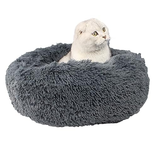 Zoomlie Hundebett, abnehmbar, waschbar, lang, Plüsch, rund, rutschfest, super flauschig, weich, 120 cm, Dunkelgrau von Zoomlie