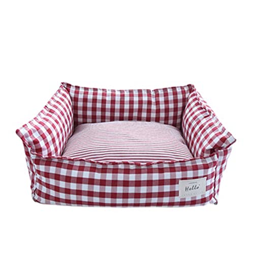 Zoomlie Hundebett / Katzenbett, Baumwollleinen, kariert, atmungsaktiv, mit rutschfester Unterseite, beruhigendes Hundebett, herausnehmbare Hundematratze, Größe S, Rot Zoomlie Hundebett / Katzenbett, Baumwollleinen, kariert, atmungsaktiv, mit rutschfester Unterseite, beruhigendes Hundebett, herausnehmbare Hundematratze, Größe S, Rot von Zoomlie