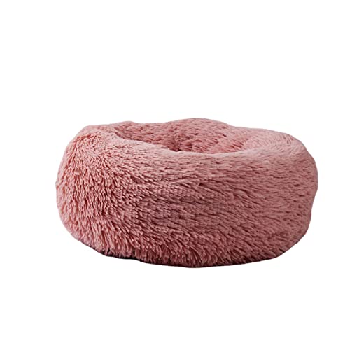 Zoomlie Hundebetten für große, mittelgroße und kleine Hunde, 60 cm, rundes Katzenbett, beruhigendes Haustierbett, Donut-Kuschelbett, Innenbereich, Haustiersofa, Bett, flauschige Zwinger (110 cm, Rosa2) von Zoomlie