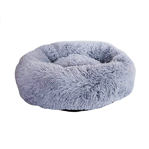 Zoomlie Hundebetten für große, mittelgroße und kleine Hunde, 60 cm, rundes Katzenbett, beruhigendes Haustierbett, Donut-Kuschelbett, Innenbereich, Haustiersofa, Bett, flauschige Zwinger (50 cm, Grau1) von Zoomlie