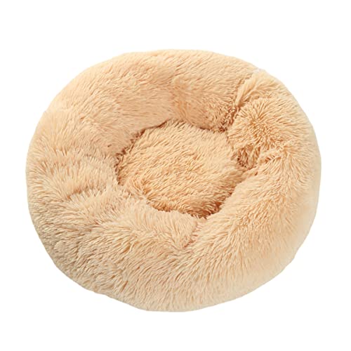 Zoomlie Hundehütte aus Plüsch, rund, Tiefschlafmatte, Winter, warm, Hundebett, Katzenbett, waschbar, Anti-Angst, Hundebett (80 cm, Aprikose) von Zoomlie