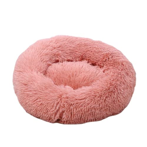 Zoomlie Plüsch-Donut-Haustierbett, warmes Hundehütte, Welpensofa mit weichem Kissen, rundes Höhlenbett, Haustier-Katzenbett, rutschfest, waschbar (4XL (100 x 100 cm), Rosa 1) von Zoomlie