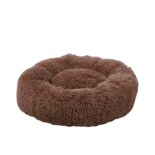 Zoomlie Plüsch-Donut-Haustierbett, Hundebett, warmes Zwinger, Welpensofa mit weichem Kissen, rundes Höhlenbett, Haustier-/Katzenbett, rutschfest, waschbar (S (40 x 40 cm), Khaki) von Zoomlie