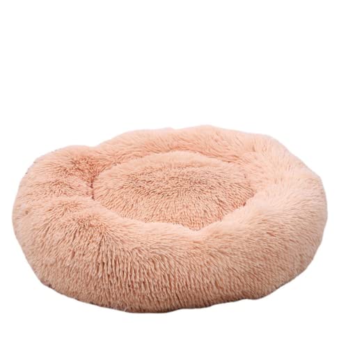 Zoomlie Plüsch-Donut-Haustierbett, warmes Hundehütte, Welpensofa mit weichem Kissen, rundes Höhlenbett, Haustier-Katzenbett, rutschfest, waschbar (XS (30 x 30 cm), Rosa 2) von Zoomlie