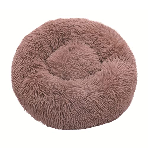 Zoomlie Plüsch-Donut-Haustierbett, rund, warm, kuschelig, weich, für Welpen, Sofa, Katzenbett, für den Innenbereich, Hundebett, Katzenbett, rutschfest (100 cm, Khaki) von Zoomlie
