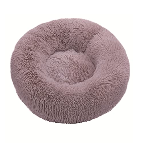 Zoomlie Plüsch-Donut-Haustierbett, rund, warm, kuschelig, weich, für Welpen, Sofa, Katzenbett, für den Innenbereich, Hundebett, Katzenbett, rutschfest (110 cm, Beige2) von Zoomlie