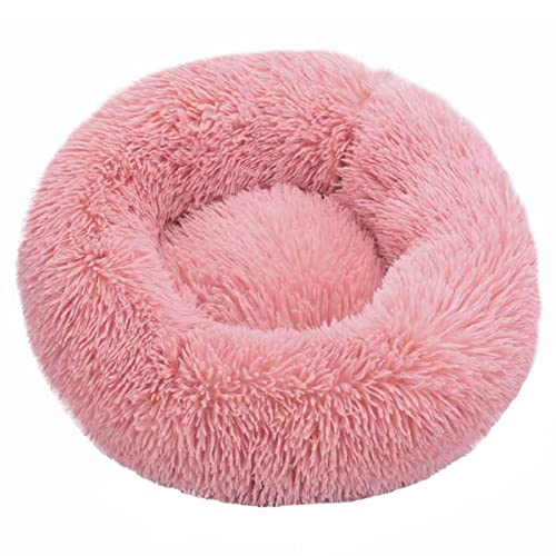 Zoomlie Plüsch-Donut-Haustierbett, rund, warm, kuschelig, weich, für Welpen, Sofa, Katzenbett, für den Innenbereich, Hundebett, Katzenbett, rutschfest (110 cm, Rosa) von Zoomlie
