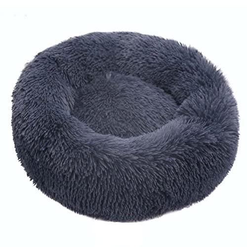 Zoomlie Plüsch-Donut-Haustierbett, rund, warm, kuschelig, weich, für Welpen, Sofa, Katzenbett, für den Innenbereich, Hundebett, Katzenbett, rutschfest (120 cm, Grau 2) von Zoomlie