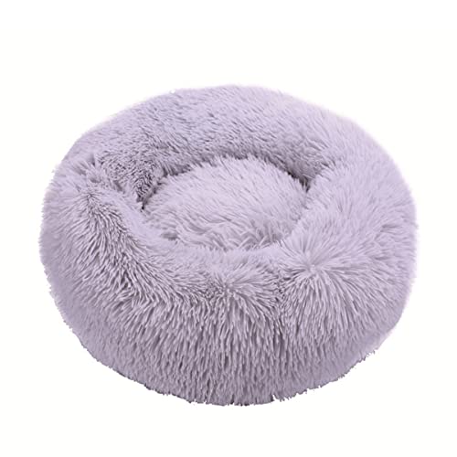 Zoomlie Plüsch-Donut-Haustierbett, rund, warm, kuschelig, weich, für Welpen, Sofa, Katzenbett, für den Innenbereich, Hundebett, Katzenbett, rutschfest (40 cm, Grau 1) von Zoomlie