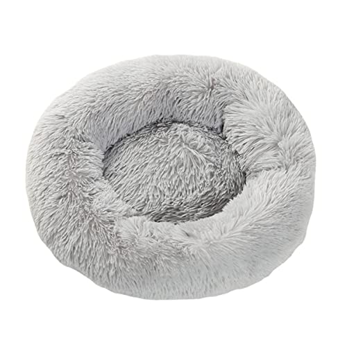 Zoomlie Runde Hundehütte aus Plüsch, Tiefschlafmatte, Winter, warmes Hundebett, Katzenbett, waschbar, Katzennest, Anti-Angst, Hundebett (100 cm, Grau 1) von Zoomlie