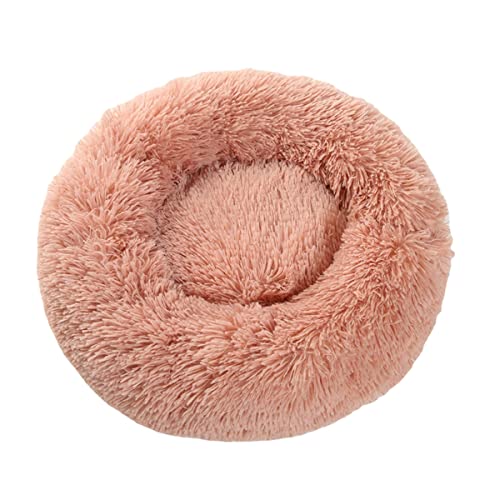 Zoomlie Runde Hundehütte aus Plüsch, Tiefschlafmatte, Winter, warmes Hundebett, Katzenbett, waschbar, Katzennest, Anti-Angst, Hundebett (50 cm, Pink2) von Zoomlie