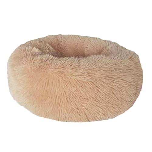 Zoomlie Rundes warmes Kuschel-Zwinger, selbstwärmendes Donut-Haustierbett, Katzen, Hunde, Kätzchen, Welpen, Sofa, Bett für den Innenbereich, Anti-Angst, Hundebett (Aprikose, 110 cm) von Zoomlie