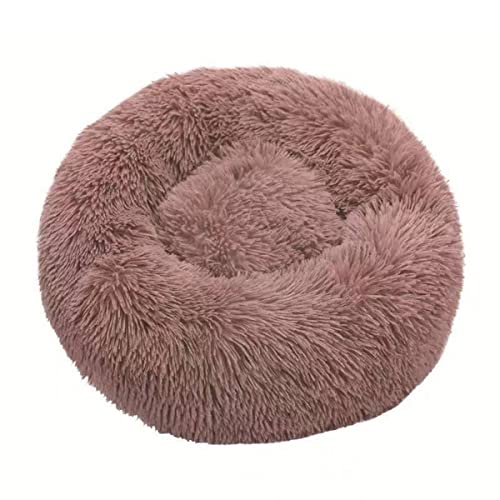 Zoomlie Rundes warmes Kuschel-Zwinger, selbstwärmendes Donut-Haustierbett, Katzen, Hunde, Kätzchen, Welpen, Sofa, Bett für den Innenbereich, Anti-Angst, Hundebett (Khaki, 110 cm) von Zoomlie