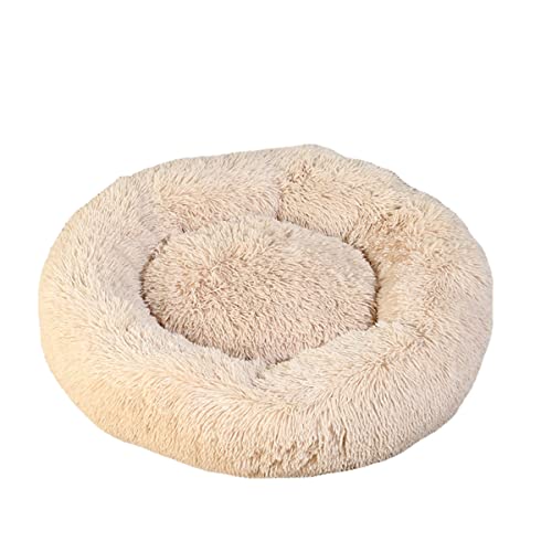 Zoomlie Rundes warmes Kuscheltierbett für kleine Katzen, selbstwärmend, Donut-Kätzchenbett für den Innenbereich, verbessert den Schlaf, Haustierbett mit Anti-Rutsch, XL (60–70 cm), Beige1) von Zoomlie