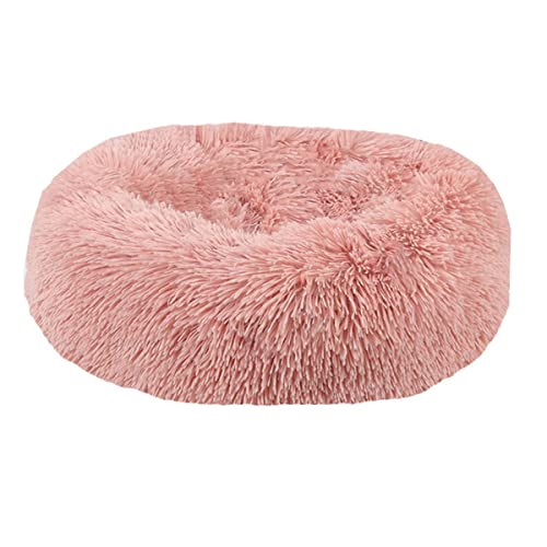 Zoomlie Rundes warmes kuscheliges Hundebett mit selbstwärmendem Donut-Haustierbett für Katzen, Hunde, Kätzchen, Welpen, Sofa, Bett für den Innenbereich, Anti-Angst, Hundebett (Rosa, 100 cm) von Zoomlie