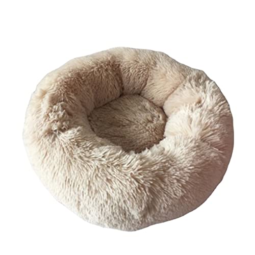 Zoomlie Verdicktes, rundes Haustierbett, warmes Katzennest, Hundehütte, waschbar, rund, Kuscheltierbett für große, mittelgroße und kleine Hunde und Katzen (120 cm, Beige) von Zoomlie