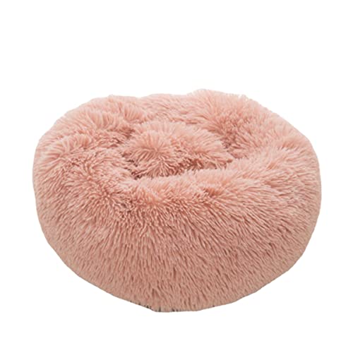 Zoomlie Verdicktes, rundes Haustierbett aus Plüsch, warmes Katzennest, Hundehütte, waschbar, rund, Kuscheltierbett für große, mittelgroße und kleine Hunde und Katzen (120 cm, Rosa) von Zoomlie