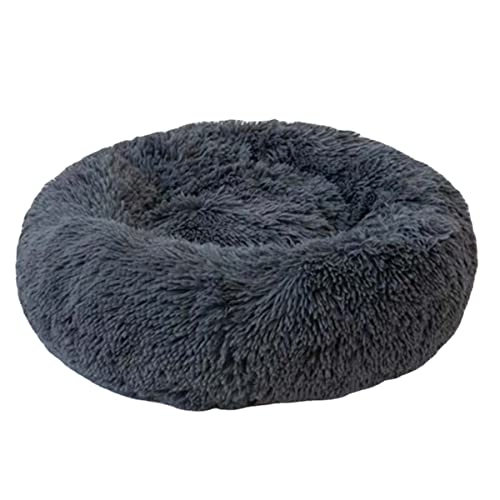 Zoomlie Verdicktes Plüsch, rundes Haustierbett, warmes Katzennest, Hundehütte, waschbar, rund, Kuscheltierbett für große, mittelgroße und kleine Hunde und Katzen (120 cm, Grau 2) von Zoomlie