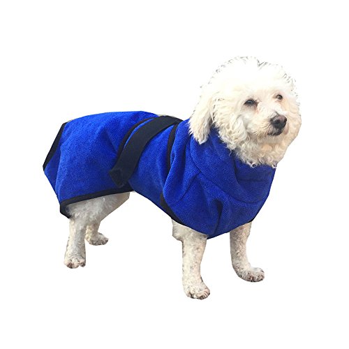 ZoonPark® Bademantel für Hunde, Mikrofaser, schnelltrocknend, für Hunde und Katzen, Farbe Blau von ZoonPark