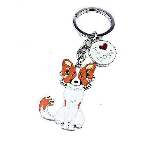 Zoonpark®-Hunde-Schlüsselanhänger, süßer kleiner Hunde-Schlüsselring, aus Metall, Metall, Papillon 2#, Small von ZoonPark