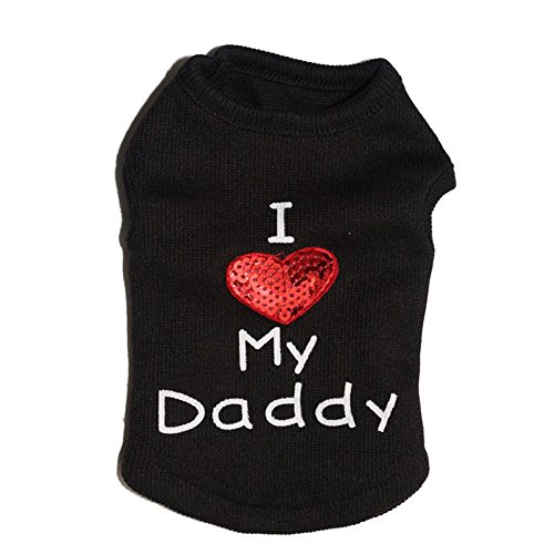 ZoonPark® Hundekleidung für kleine Hunde, Aufschrift "I Love My Daddy" Samll (XS, schwarz) von ZoonPark