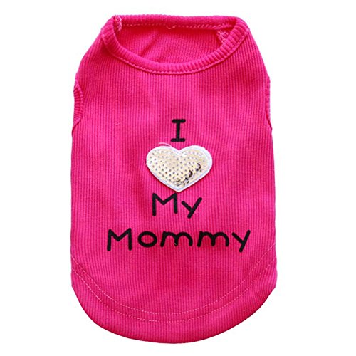 ZoonPark® Hundekleidung für Welpen und Hunde, Aufschrift "I Love My Mommy Samll", Gr. M, Hot Pink von ZoonPark