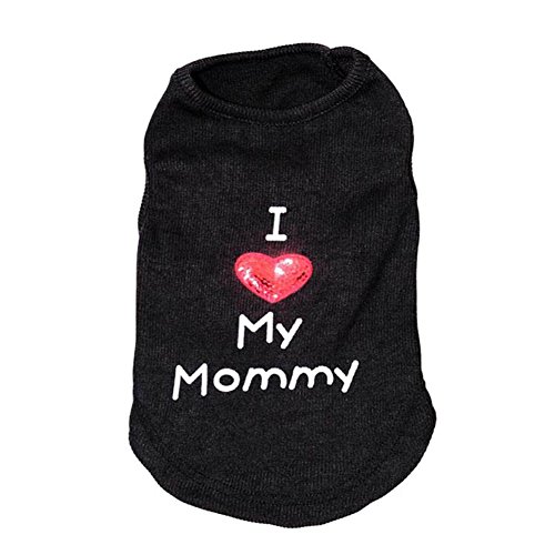 ZoonPark® Hundekleidung für kleine Hunde und Katzen, Aufschrift "I Love My Mommy Samll", Größe XS, Schwarz von ZoonPark