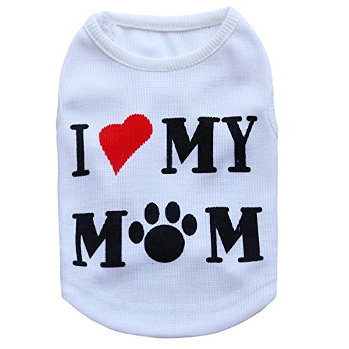 ZoonPark® Hundekleidung für Welpen, "I Love My Mom", Frühlingsweste für kleine Hunde, Welpen, Katzen, Größe S von ZoonPark