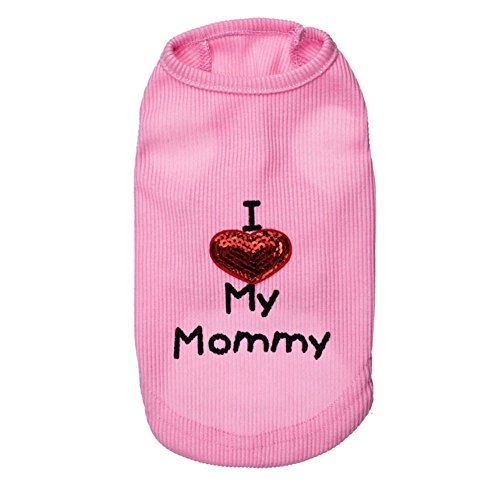 ZoonPark® Hundekleidung für kleine Hunde und Katzen, Aufschrift "I Love My Mommy Samll", Gr. XXS, Pink von Ewbob