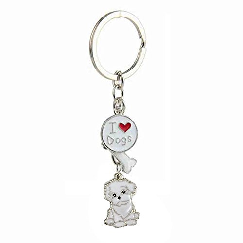 Zoonpark®-Hunde-Schlüsselanhänger, süßer kleiner Hunde-Schlüsselring, aus Metall, Metall, Bichon Frise, Small von ZoonPark