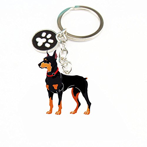 Zoonpark®-Hunde-Schlüsselanhänger, süßer kleiner Hunde-Schlüsselring, aus Metall, Metall, Dobermann, Small von ZoonPark
