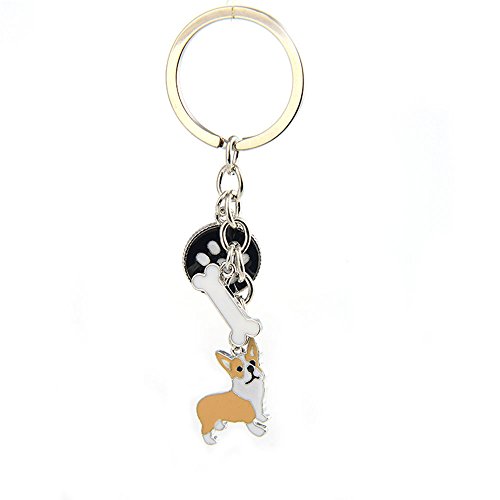 Zoonpark®-Hunde-Schlüsselanhänger, süßer kleiner Hunde-Schlüsselring, aus Metall, Metall, Yellow Corgi, Small von ZoonPark