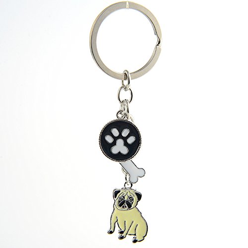 Zoonpark®-Hunde-Schlüsselanhänger, süßer kleiner Hunde-Schlüsselring, aus Metall, Metall, mops, Small von ZoonPark