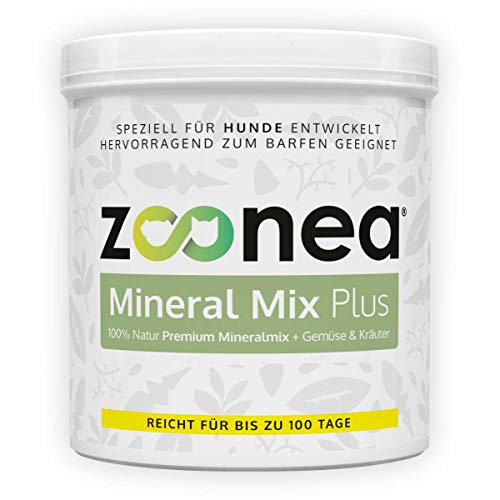 Zoonea® Mineral Mix Plus (500 g) für Hunde - Premium Mix - 100% Natürlich ohne künstliche Zusätze - Beinhaltet wichtige Mineralien, Kräuter, Vitamine und Gemüse - Auch ideal für Barf geeignet von Zoonea