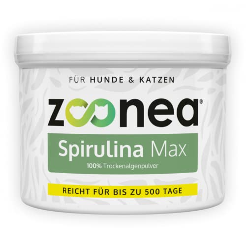 Zoonea® Spirulina Max (250g) - Für Hunde & Katzen - Mikro Algen Pulver ohne künstliche Zusatzstoffe - Kann bei Haut, Haar, Immunsystem und Augen die Normale Funktion unterstützen von Zoonea
