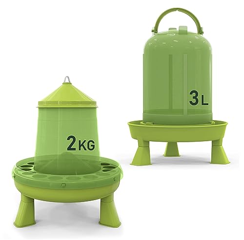 Futterspender für Hühner 2 kg und Tränke für Hühner 3 l, aus transparentem Kunststoff, robust, abnehmbare Füße Futterspender für Hühner 2 kg und Tränke für Hühner 3 l, aus transparentem Kunststoff, robust, abnehmbare Füße von Zootec