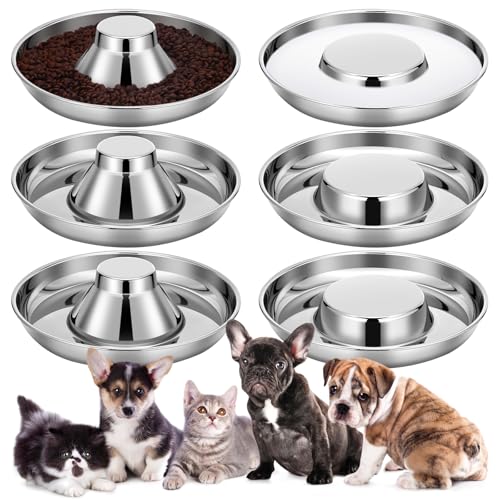 Zopeal Futternapf aus Edelstahl, 26,7 cm, für Welpen, Wasserfutter, Futternapf für mehrere Entwöhnung, kleine Hunde und Katzen, Haustiere gleichzeitig essen, Zylinder + flach, 6 Stück von Zopeal