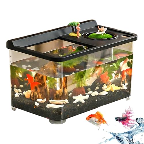 Kleines Aquarium Mit 3 Farblicher Beleuchtung - Landschaftsgestaltung Fischtank | Aquarium Für Hydrokultur Tisch Arbeitsplatz Wohnzimmer Schlafzimmer Kleines Aquarium Mit 3 Farblicher Beleuchtung - Landschaftsgestaltung Fischtank | Aquarium Für Hydrokultur Tisch Arbeitsplatz Wohnzimmer Schlafzimmer von Zopoee